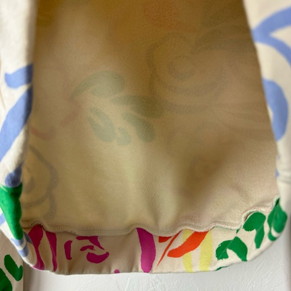 Gap Hoodie‎ Sweatshirt Pullover Sweater Floral Print Neon Graffiti Cream Fleece - Picture 5 of 7